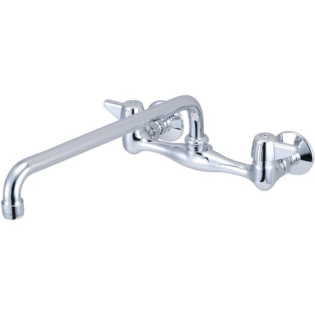 Central Brass Two Handle Wallmount Kitchen Faucet, NPT, Wallmount, Polished Chrome, Overall Width: 10" 0047-TA4